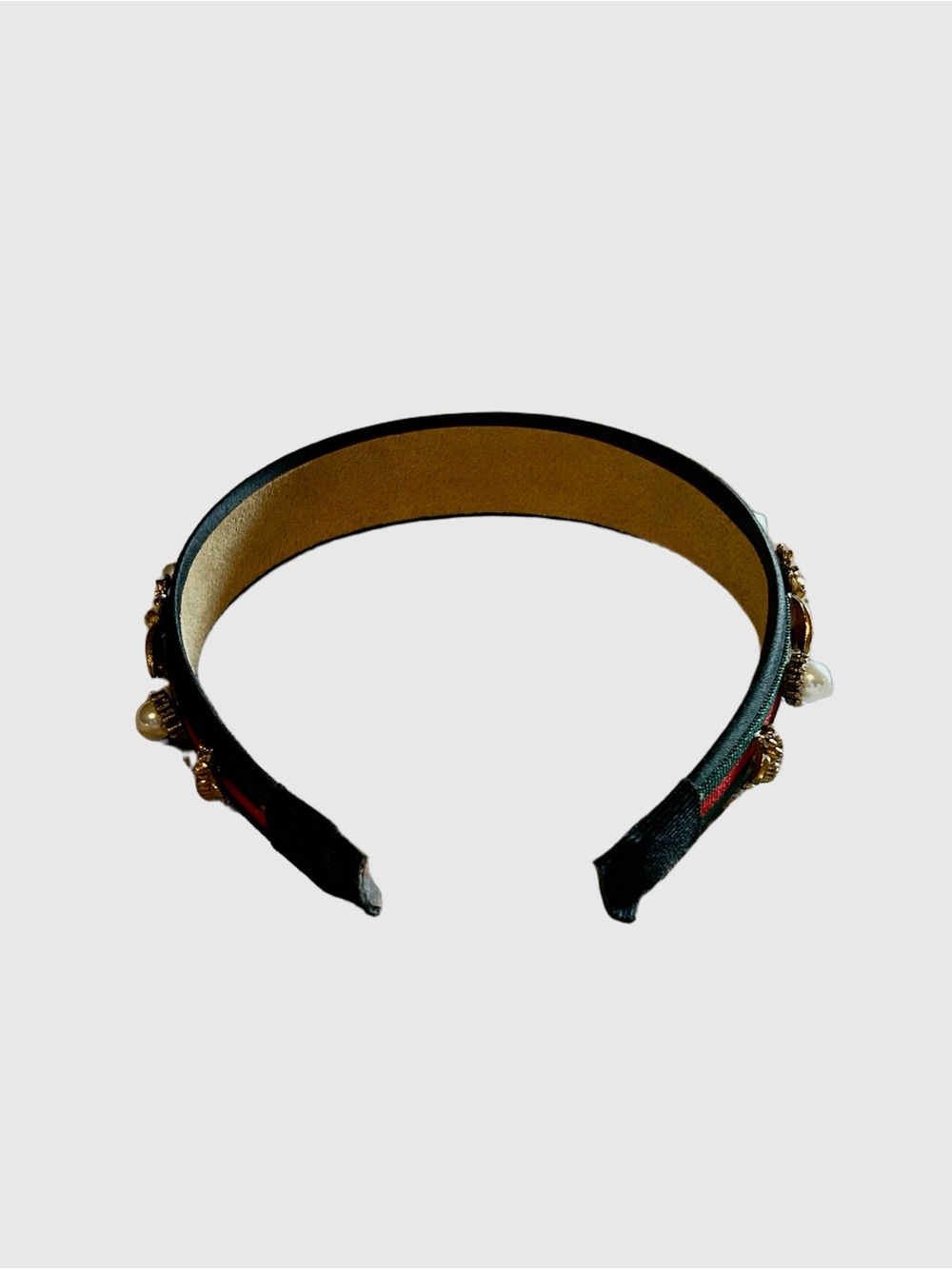 Black Embellished Bee Headband with Pearl Accents - Picture 5 of 5